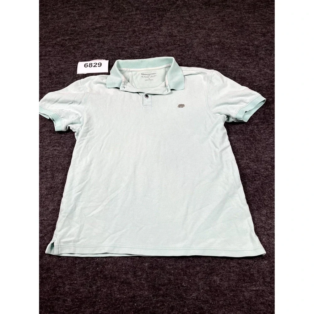 Banana Republic Performance Polo Shirt Mens Small‎ Green Cotton Collared Golf